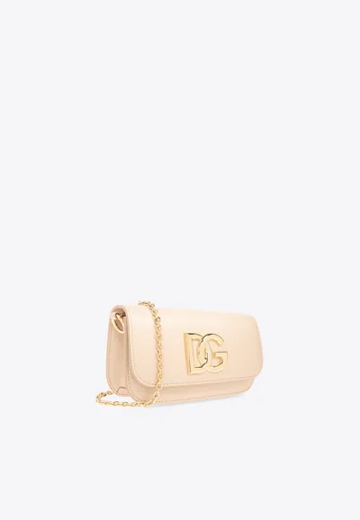 Dolce & Gabbana 3.5 Crossbody Bag  In Leather In Beige