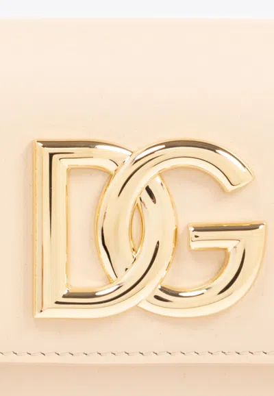 Dolce & Gabbana 3.5 Crossbody Bag  In Leather In Beige