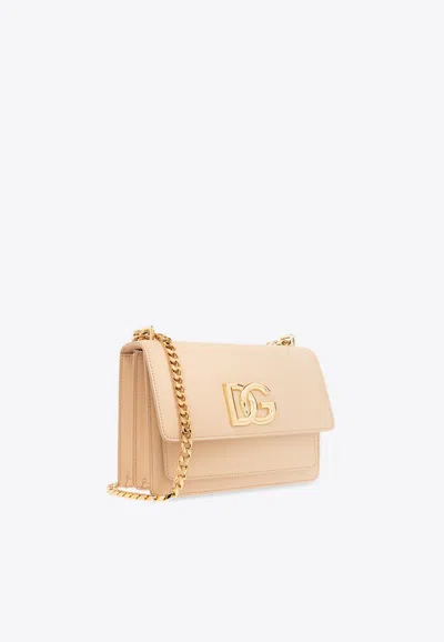 Dolce & Gabbana 3.5 Crossbody Leather Bag In Beige