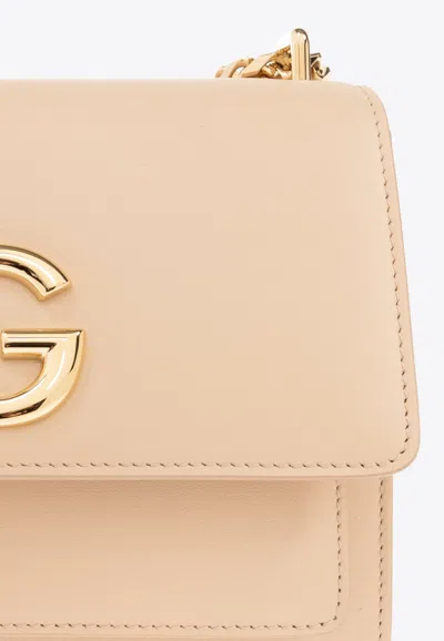 Dolce & Gabbana 3.5 Crossbody Leather Bag In Beige