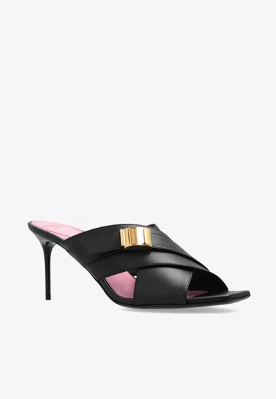 Balmain Crossover 75mm Leather Mules In Black