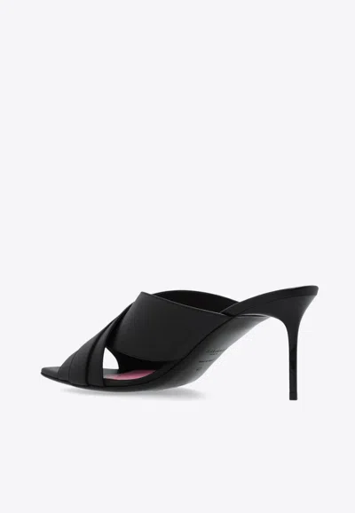Balmain Crossover 75mm Leather Mules In Black