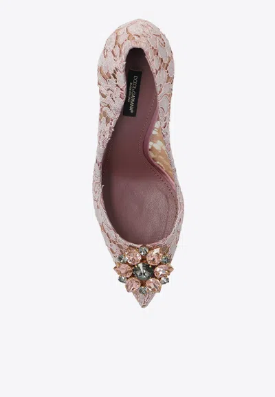 Dolce & Gabbana Bellucci 90 Taormina Lace Pumps With Brooch Detail In Pink