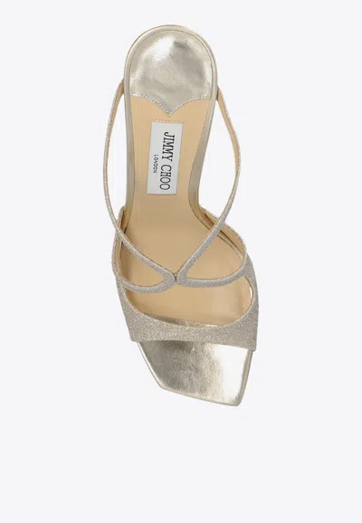 Jimmy Choo Anise 95 Glittered Mules In Silver