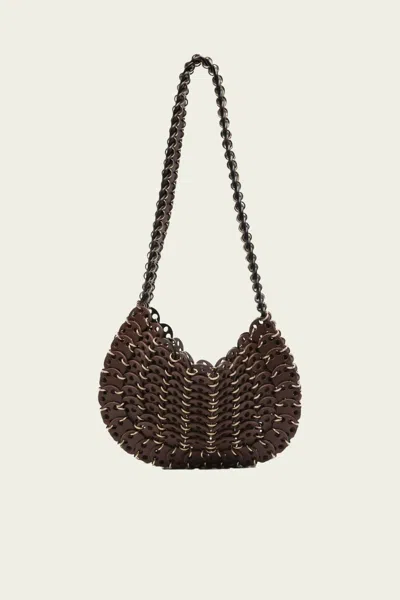 Rabanne Moon Leather Bag In Dark Brown