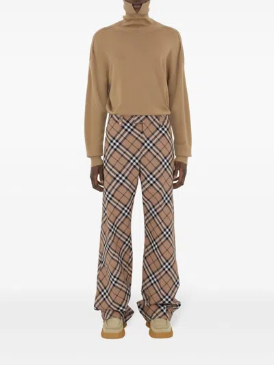 Burberry Tailored Wool Blend Trousers With Nova Check Pattern