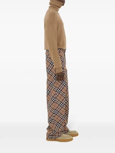 Burberry Tailored Wool Blend Trousers With Nova Check Pattern