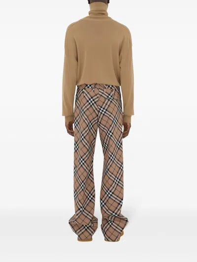 Burberry Tailored Wool Blend Trousers With Nova Check Pattern