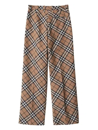 Burberry Tailored Wool Blend Trousers With Nova Check Pattern