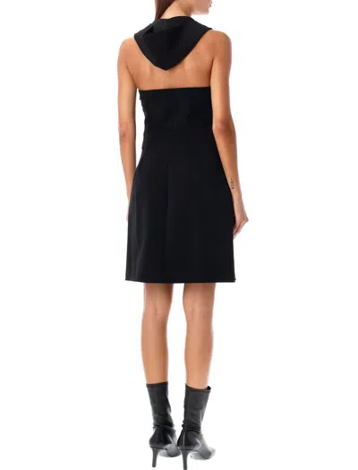 Courrèges Oblique Space Hooded Dress In Black