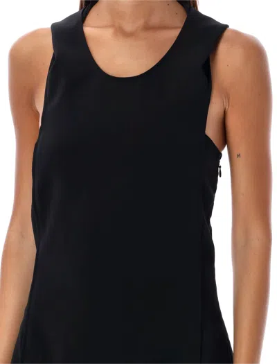 Courrèges Oblique Space Hooded Dress In Black