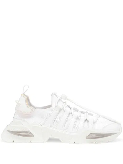 Dolce & Gabbana White Sneakers With Modern Silhouette And Unique Lacing System