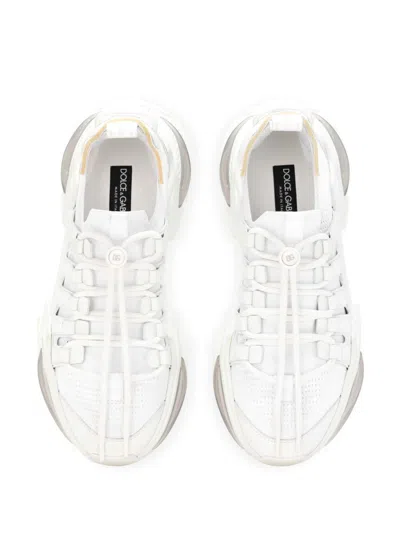 Dolce & Gabbana White Sneakers With Modern Silhouette And Unique Lacing System