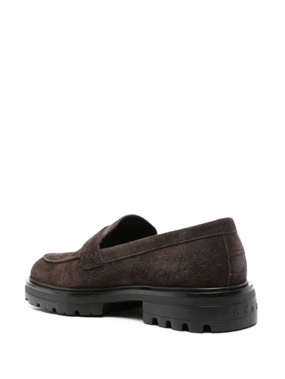 Hogan Chunky Sole Round Toe Suede Finish Loafers