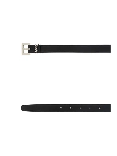 Saint Laurent Black Logo Keeper Belt