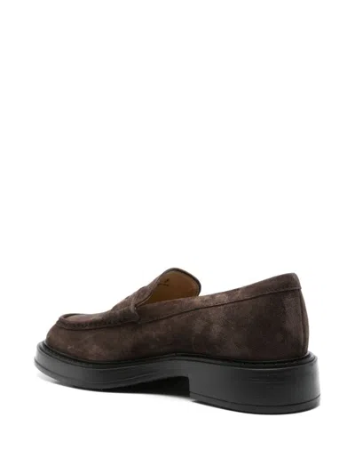 Tod's Round Toe Suede Finish Loafers With Rubber Sole