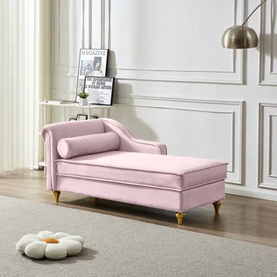 Streamdale Furniture Streamdale Modern Upholstery Chaise Lounge Chair With Storage Velvet (pink)
