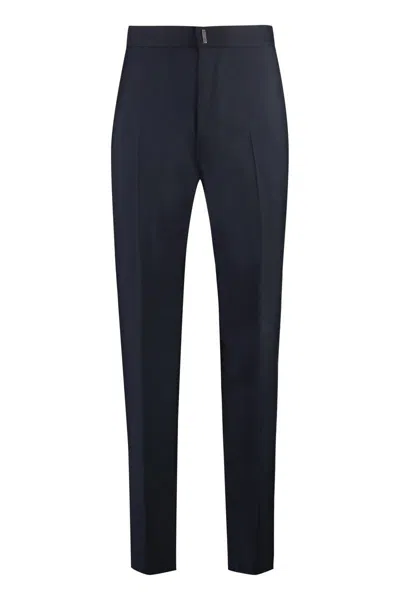 Givenchy Mens Satin-panel Flared Wool-blend Trousers Navy In Blue