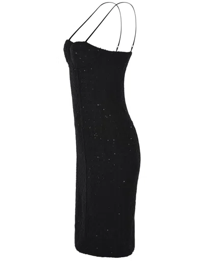 Rotate Birger Christensen Rotate Birgerchristensen Boucle Midi Dress In Black