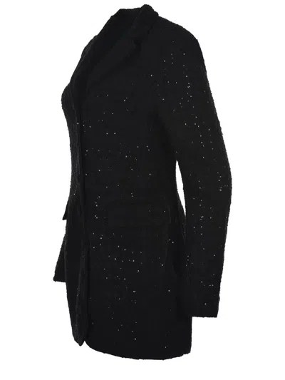 Rotate Birger Christensen Rotate Buttoned Longline Coat In Black