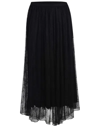 Rotate Birger Christensen Floral-lace Midi Skirt In Black