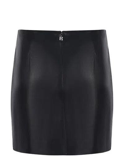 Rotate Birger Christensen Draped Faux Leather Mini Skirt In Black