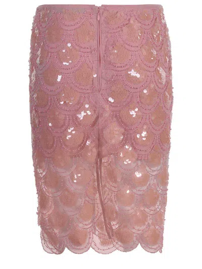 Rotate Birger Christensen Rotate Pink Skirt With Paillettes In Pink