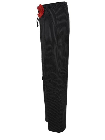 Rotate Birger Christensen Trousers In Pinstripe Fabric In Black