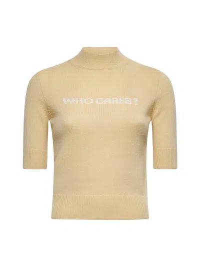 Sportmax Short-sleeve Knit Top In Beige