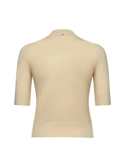 Sportmax Short-sleeve Knit Top In Beige
