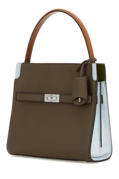 Tory Burch Double Lee Radziwill Leather Handbag In Brown