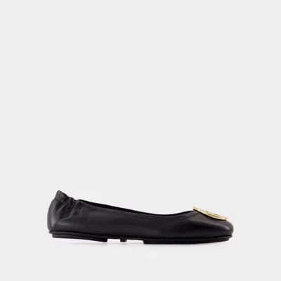 Tory Burch Claire Leather Ballet Flats In Black