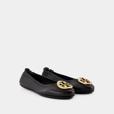 Tory Burch Claire Leather Ballet Flats In Black
