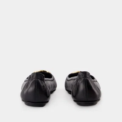 Tory Burch Claire Leather Ballet Flats In Black