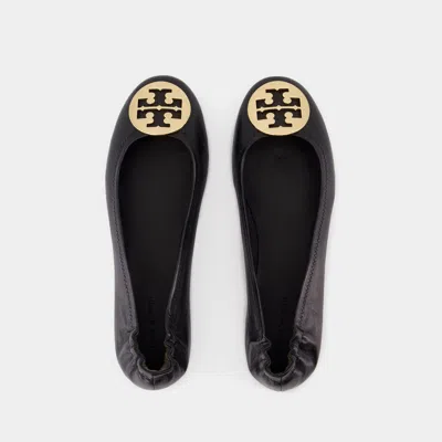 Tory Burch Claire Leather Ballet Flats In Black