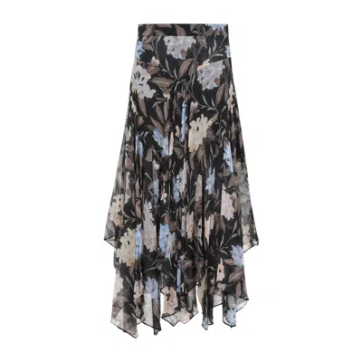 Zimmermann Black Eden Handkerchief Viscose Midi Skirt In Black