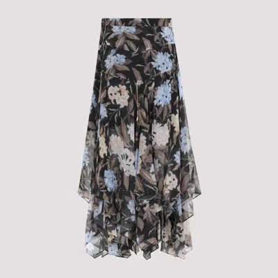 Zimmermann Black Eden Handkerchief Viscose Midi Skirt In Black