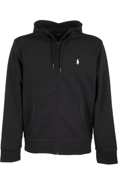 Polo Ralph Lauren Cotton Blend Sweatshirt With Logo Iconic Embroidery In Black