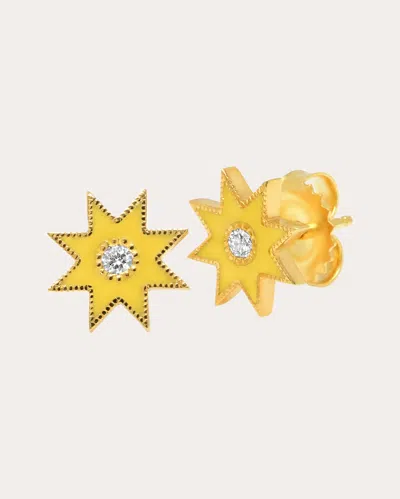 Colette Jewelry Women's Diamond & Yellow Enamel 18k Gold Twinkle Star Stud Earrings In Yellow