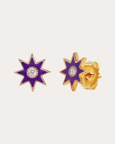 Colette Jewelry Women's Diamond & Purple Enamel 18k Gold Twinkle Star Stud Earrings In Purple
