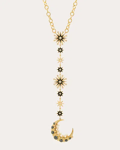 Colette Jewelry Women's Diamond & Moonstone 18k Gold Black Moon Cage Pendant Necklace In Black