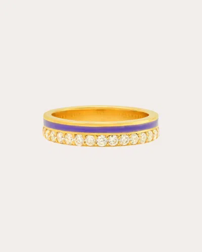 Colette Jewelry Women's 18k Gold Lilac Enamel And Diamond Band Ring In Purple