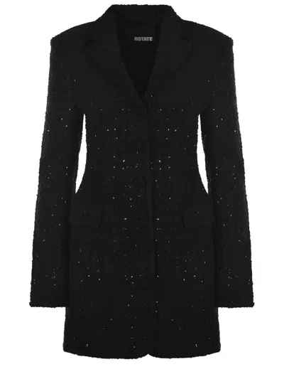Rotate Birger Christensen Rotate Buttoned Longline Coat In Black