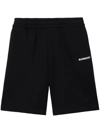 Burberry Raphael Logo Cotton Jersey Sweat Shorts In Black