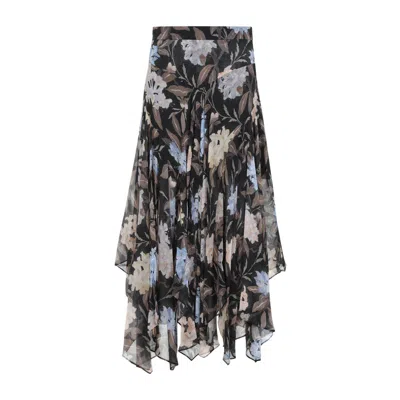 Zimmermann Black Eden Handkerchief Viscose Midi Skirt In Black