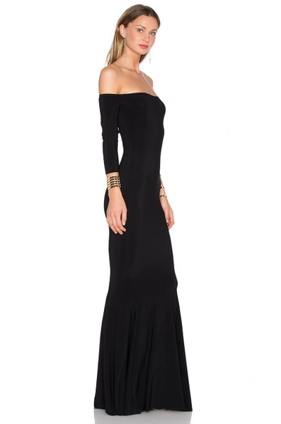 Shop Norma Kamali Off The Shoulder Fishtail Gown In Black