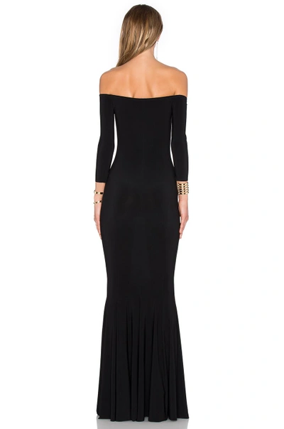Norma Kamali Norma Kulture Off The Shoulder Fishtail Gown In Black