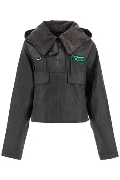 Barbour Ganni Wax Anorak Smock Jacket Classic Tartan In Black