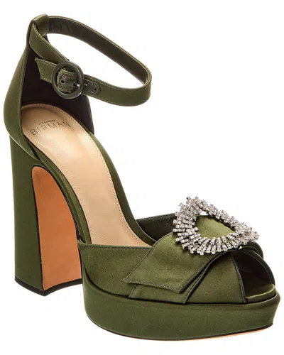 Alexandre Birman Madelina Curve 120 Satin Platform Pump In Green