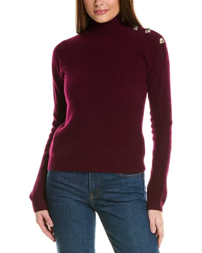 BRUNO MAGLI RIB BUTTON SHOULDER MOCK NEK CASHMERE SWEATER 